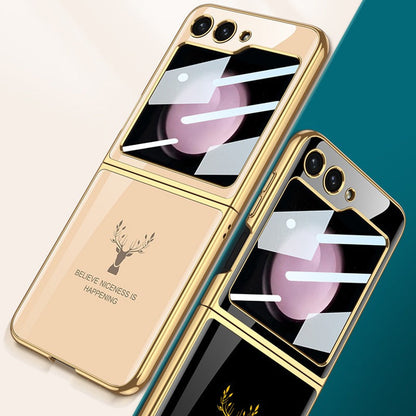 Galaxy Z Flip5 Electroplating Deer Print Soft Case