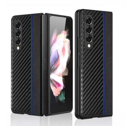 Galaxy Z Fold4 Frosted Carbon Fiber PU Leather Protective Case