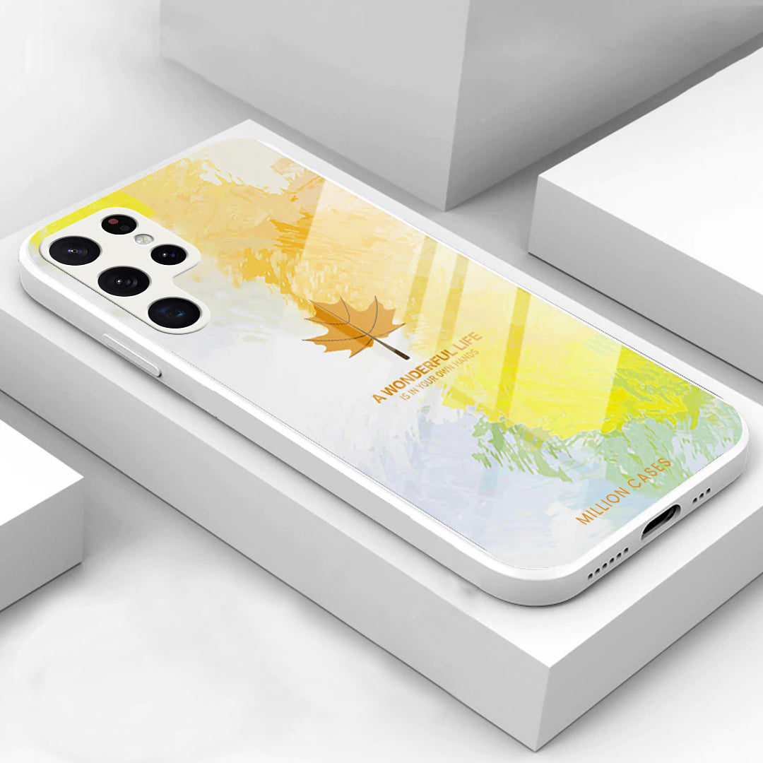 Watercolor Mapple Leaf Glass Case - Samsung