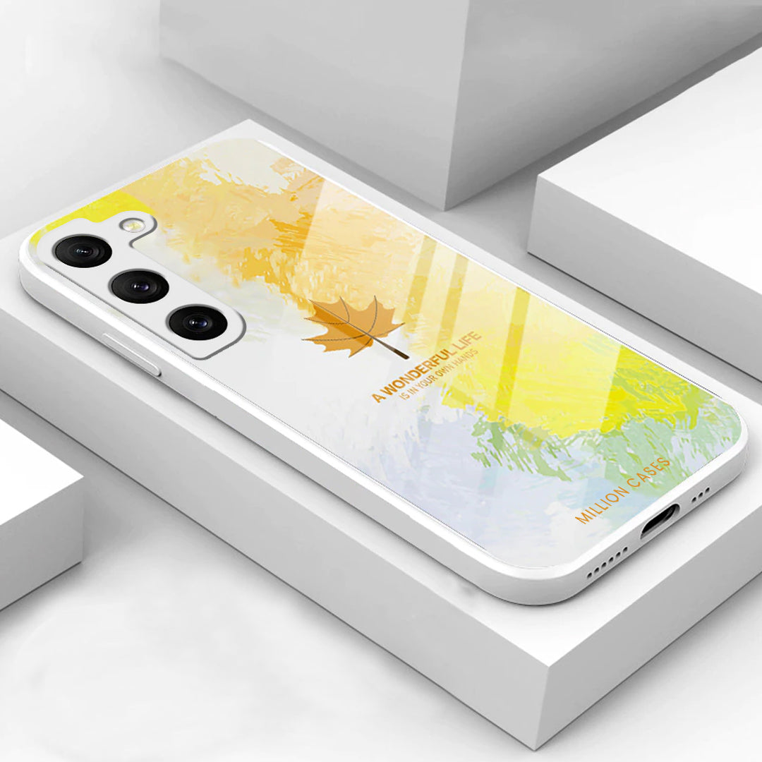 Watercolor Mapple Leaf Glass Case - Samsung