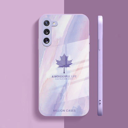 Watercolor Mapple Leaf Glass Case - Samsung