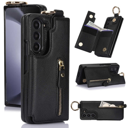 Elegant Ring Buckle Leather Wallet Case - Samsung