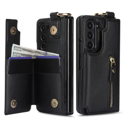 Elegant Ring Buckle Leather Wallet Case - Samsung