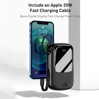 Qpow™ 20W 10000mAh Power Bank with Lightning Cable