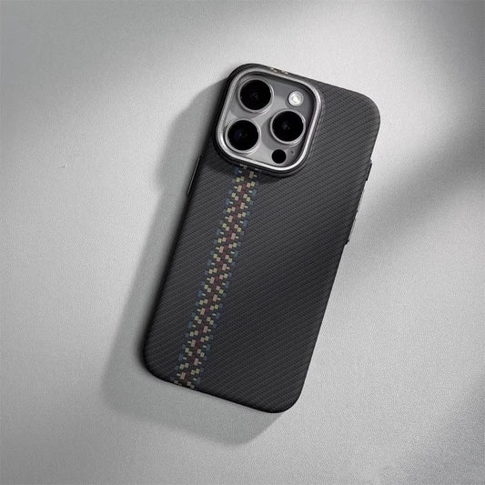 Embossed Carbon Fiber Magnetic Case - iPhone