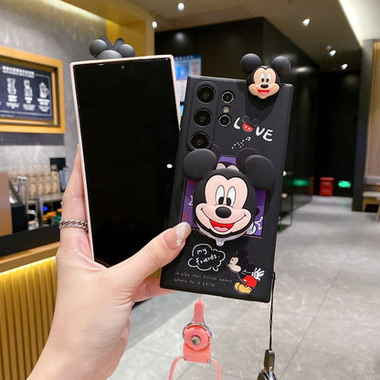 Cute Cartoon Mirror Bracket Case - Samsung