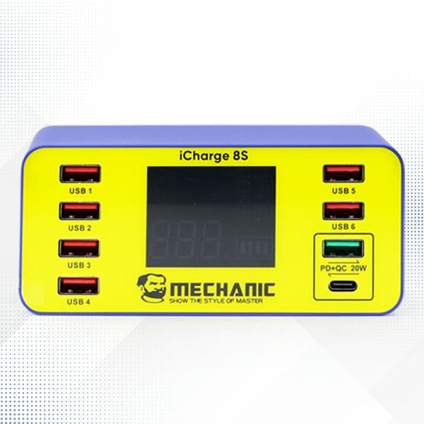 Mechanic Icharge 8S Multi Port Charger Usb Digital Display Office Mobile Tablet Android Apple Fast Charging Multi-Function