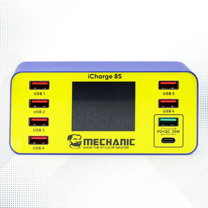 Mechanic Icharge 8S Multi Port Charger Usb Digital Display Office Mobile Tablet Android Apple Fast Charging Multi-Function