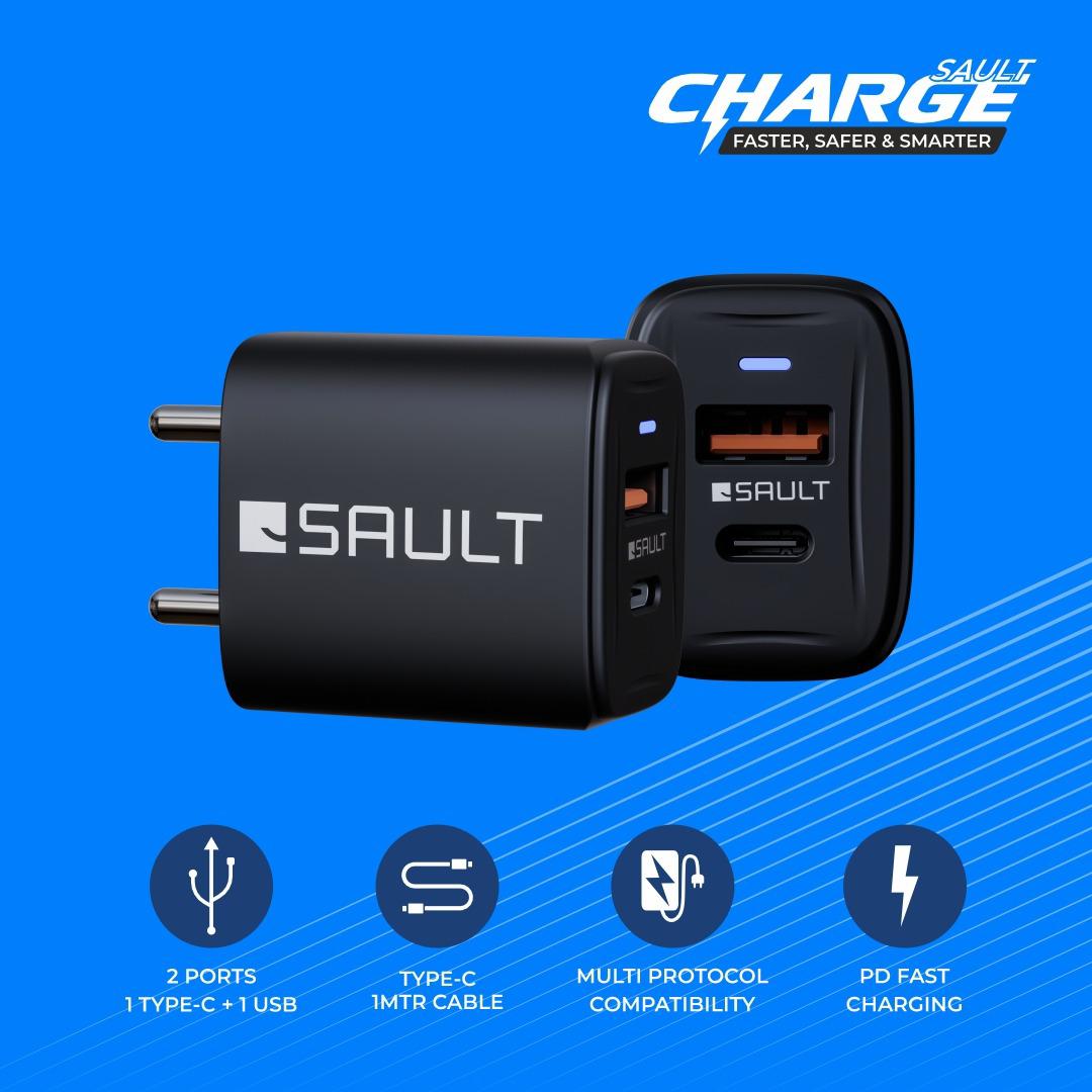 Sault Powercharge  – Adaptor 20W Dual Port With Cable