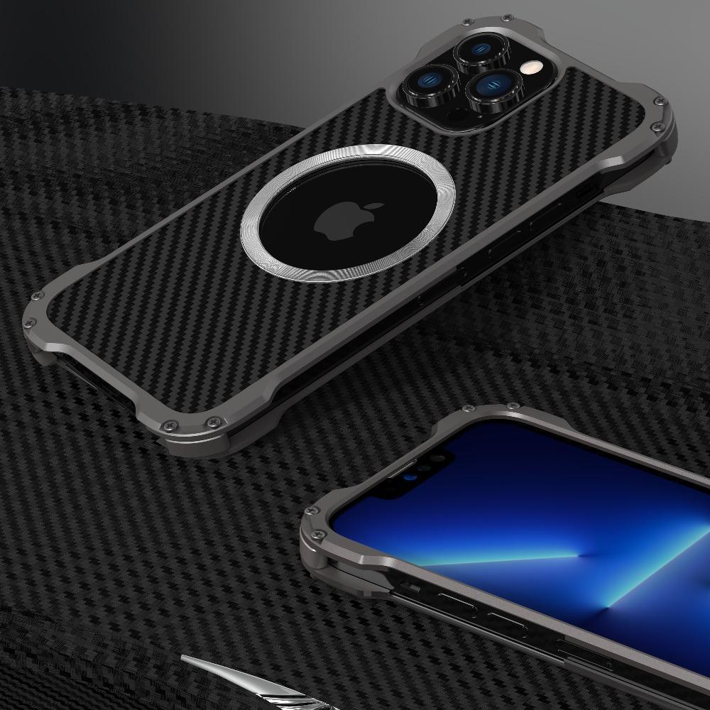 iPhone 14 Pro R-Just Aluminium Carbon Fiber Case