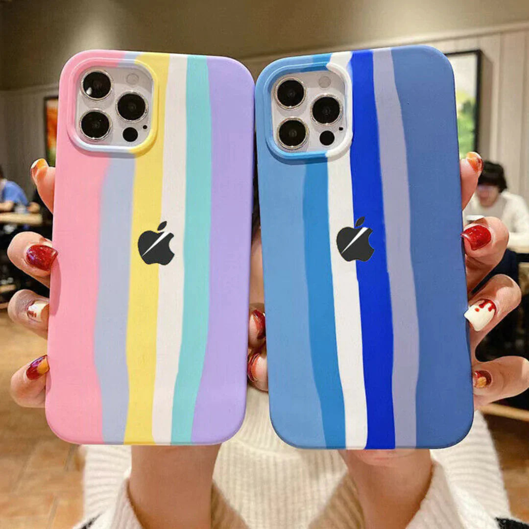 Rainbow Liquid Silicone Logo Case - iPhone